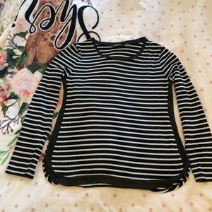 Devoted - Black and white striped long sleeve top